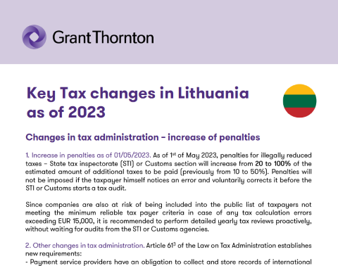 Brochure: Key Tax changes in Lithuania as of 2023