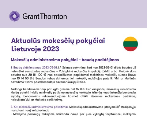 Bukletas: aktualūs mokesčių pokyčiai Lietuvoje 2023